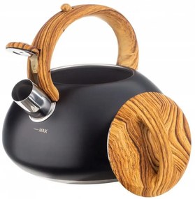 Свирещ чайник Klausberg KB 7565, 3 л, Дебелостенна основа, Индукция, Черен/кафяв