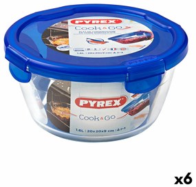 Херметическа Кутия за Обяд Pyrex Cook &amp; Go 20 x 20 x 10,3 cm Син 1,6 L Cтъкло (6 броя)