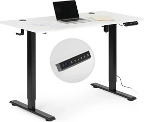 Електрическа работна маса с регулируема височина и черни крака - 120 x 60 cm Бял