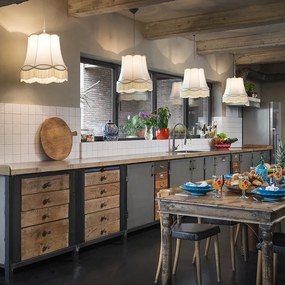 Комплект от 4 ретро висящи лампи кремави 45 см - Granny