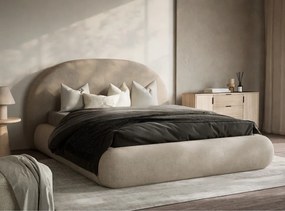 Бежово двойно легло 160x200 cm тапицирано с място за съхранение с включена подматрачна рамка Maumere – Maison de Rêve