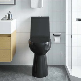 145780 vidaXL Тоалетна без ръбове, 7 см допълнителна височина, бавно затваряне, керамика черна