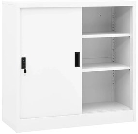 335950 vidaXL Офис шкаф с плъзгаща се врата, бял, 90x40x90 см, стомана