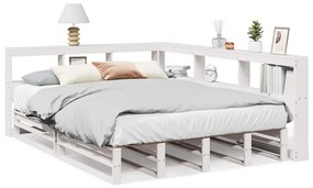 3324494 vidaXL Легло с етажерка за книги, без матрак, 160x200 см, бор масив