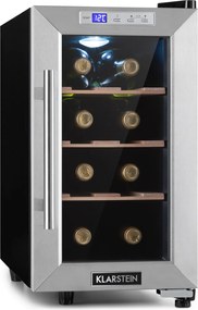 Klarstein Reserva 8 Uno, охладител за вино, 23 литра, 8 бутилки, 11 - 18 ° C, 26 dB, неръждаема стомана