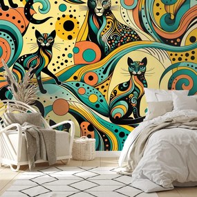 Самозалепващ фототапет – Цветни абстрактни котки