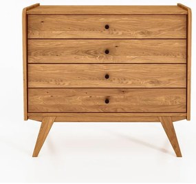 Нисък скрин с чекмеджета от дъбова дървесина 100x90 cm Retro - The Beds