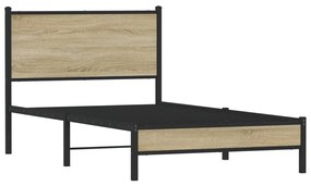 4007863 vidaXL Метална рамка за легло, без матрак, сонома дъб, 100x200 см