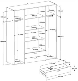 Гардероб Dorm 4-врата-White-Χωρίς πατάρι