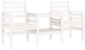 825157 vidaXL Градинска пейка с маса, 2-местна, бяла, бор масив