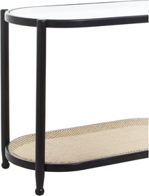 Черна/в естествен цвят конзолна маса със стъклен плот 49x100 cm Cebu – Premier Housewares