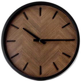 Стенен часовник Ø30 см, 1xAA, черно/кафяв