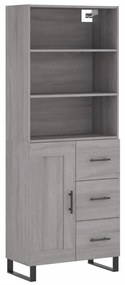 3190051 vidaXL Висок шкаф, сив сонома, 69,5x34x180 см, инженерно дърво