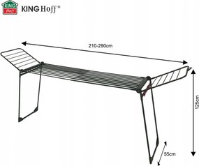 Сушилник за дрехи Kinghoff KH 2045, 30 м, До 25 кг, Сгъваем, Стомана, Черен