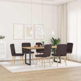 3315465 vidaXL Трапезни столове, 6 бр, тъмнокафяви, текстил