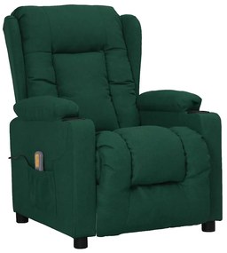3093439 vidaXL Изправящ масажен стол, тъмнозелен, текстил