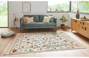 Кремав килим от вискоза 95x140 cm Oriental Flowers – Nouristan