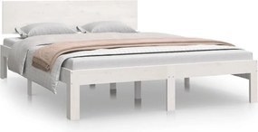 810501 vidaXL Рамка за легло, бяла, дърво масив, 150x200 cм, King Size