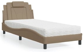 3208772 vidaXL Легло с матрак, капучино, 90x200 см, изкуствена кожа
