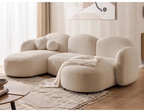 Светлокафяв ъглов диван от прежда с примки от букле (U форма) Orbit – Ropez