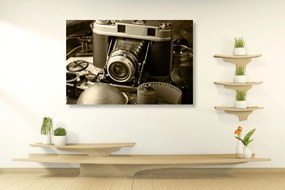 Картина на платно – Стар фотоапарат в сепия
