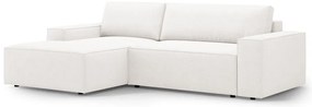 Бял разтегателен ъглов диван от букле (ляв ъгъл) Jodie – Micadoni Home