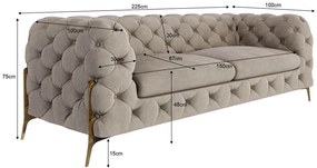 Сиво-бежов кадифен диван 225 cm Chelsea Bis – Ropez