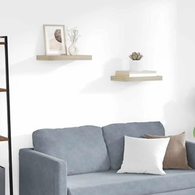 323869 vidaXL Окачени стенни рафтове, 2 бр, дъб, 40x23x3,8 см, МДФ