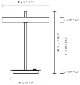 Черна метална LED затъмняваща се настолна лампа с метален абажур (височина 41,5 cm) Asteria Table – UMAGE