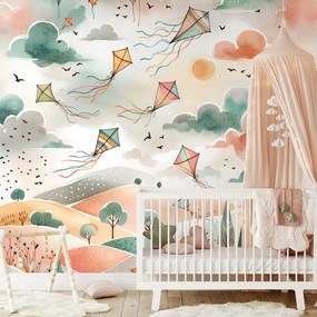 Тапет – Пастелни летящи хвърчила в небето