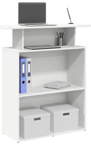 859051 vidaXL Рецепционно бюро, бяло, 100x40x104 см, инженерно дърво