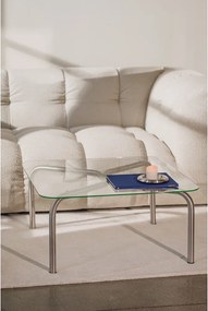 Масичка за кафе със стъклен плот в сребрист цвят 60x80 cm Uku – noo.ma
