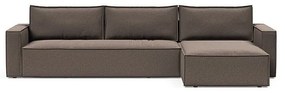 Кафяв сгъваем ъглов диван от прежда с примки от букле Newilla – Innovation