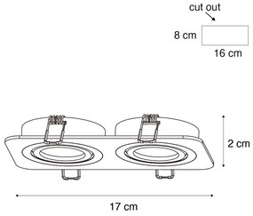 Комплект от 6 заоблени вградени спота бели GU10 50mm въртящи се и накланящи се IP44 2-светлини - Alberto