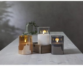 Сива LED восъчна свещ в стъкло, височина 12,5 см Flamme - Star Trading