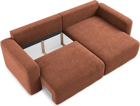 Теракотен шенилов сгъваем/с място за съхранение ъглов диван (десен ъгъл) Kona – Makamii