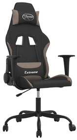 345471 vidaXL Масажен гейминг стол, черно и таупе, плат