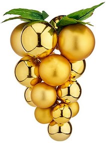 Коледни топки Широк Грозде Златен Пластмаса