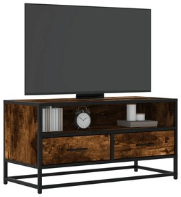 848811 vidaXL ТB шкаф, опушен дъб, 80x34,5x40 см, инженерно дърво и метал