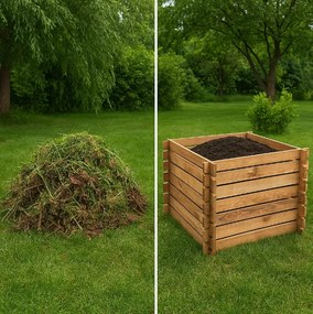 Градински дървен компостер 640L
