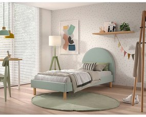 Зелено тапицирано единично легло с решетка 90x200 cm MOON - Vipack