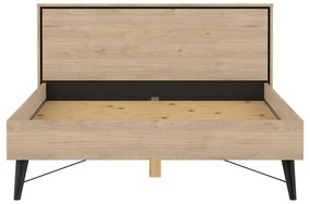 Двойно легло от дъбов декор с включена подматрачна рамка в естествен цвят 140x200 cm Ry – Tvilum