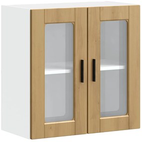 854156 vidaXL Кухненски стенен шкаф със стъклена врата Porto дъб артизан