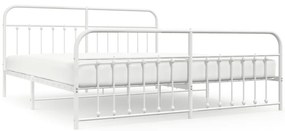352652 vidaXL Метална рамка за легло с горна и долна табла, бяла, 200x200 см