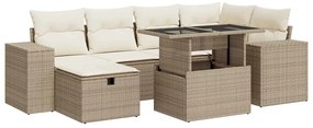 3327938 vidaXL Градински диван с възглавници, 8 части, бежов полиратан