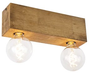 Ръстичен таванен прожектор винтидж дърво 2-светлина - Bloc