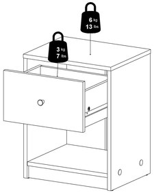 Бяло нощно шкафче с рафтове May - Tvilum