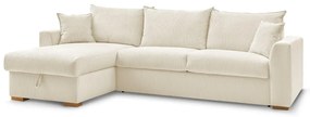 Кремав разтегателен ъглов диван от рипсено кадифе (променлив) Augustin – Bobochic Paris