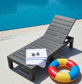 Здрав градински шезлонг за басейн и тераса - сив