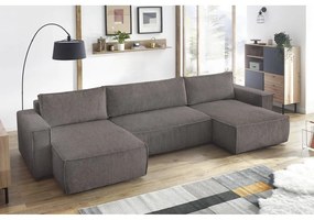 Тъмносив велурен U-образен разтегателен диван Nihad - Bobochic Paris